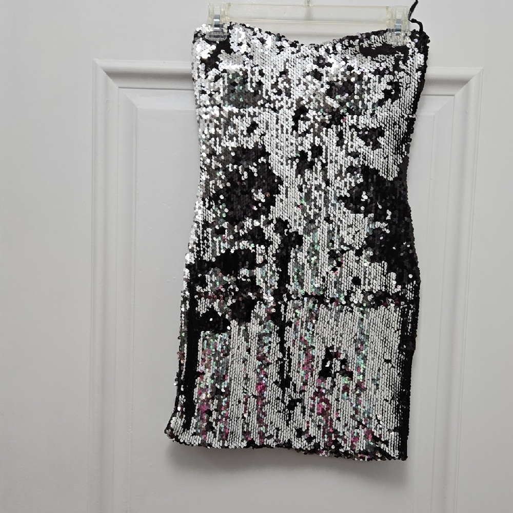 BLVD Black and Silver Sequin Dress